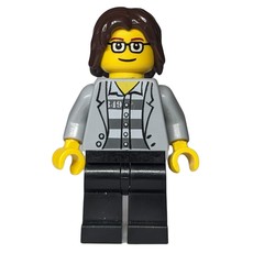 Light Bluish Grey Torso, Black Legs, Dark Brown Hair (fig-010151)