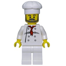 Chef - White Torso, White Legs, White Hat, Grey beard (fig-010176)