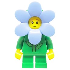Flower - Green Torso and Legs, Bright Light Blue Flower (fig-010203)