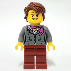 Dark Bluish Grey Torso, Dark Red Legs, Reddish Brown Hair (fig-010238)