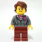 Dark Bluish Grey Torso, Dark Red Legs, Reddish Brown Hair