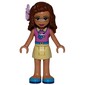Olivia - Magenta Top, Bright Light Yellow Skirt, Pink Flower
