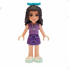 Emma - Medium Lavender Dotted Top, Dark Purple Skirt, Bow (fig-010327)
