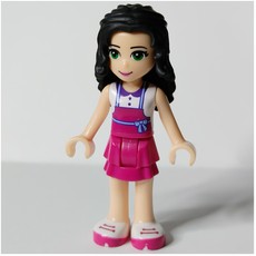 Emma - White Top, Magenta Apron, Flower (fig-010328)