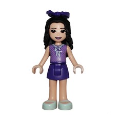 Emma - Medium Lavender Dotted Top, Dark Purple Skirt, Bow (fig-010333)