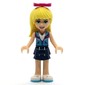 Stephanie - Medium Azure Top, Dark Blue Skirt, Bow