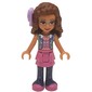 Olivia - Sand Blue Jacket, Dark Pink Skirt, Bow