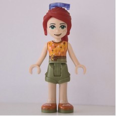Mia - Orange Top, Olive Green Skirt, Sunglasses (fig-010342)