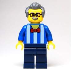 Blue Torso, Dark Blue Legs, Dark BLuish Grey Hair - With Back Print (fig-010358)