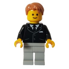 Black Torso Jacket, Light Bluish grey Legs, Dark Orange Hair - Pockets (fig-010360)