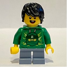Kid - Green Torso, Sand Blue Legs, Black Hair (fig-010372)