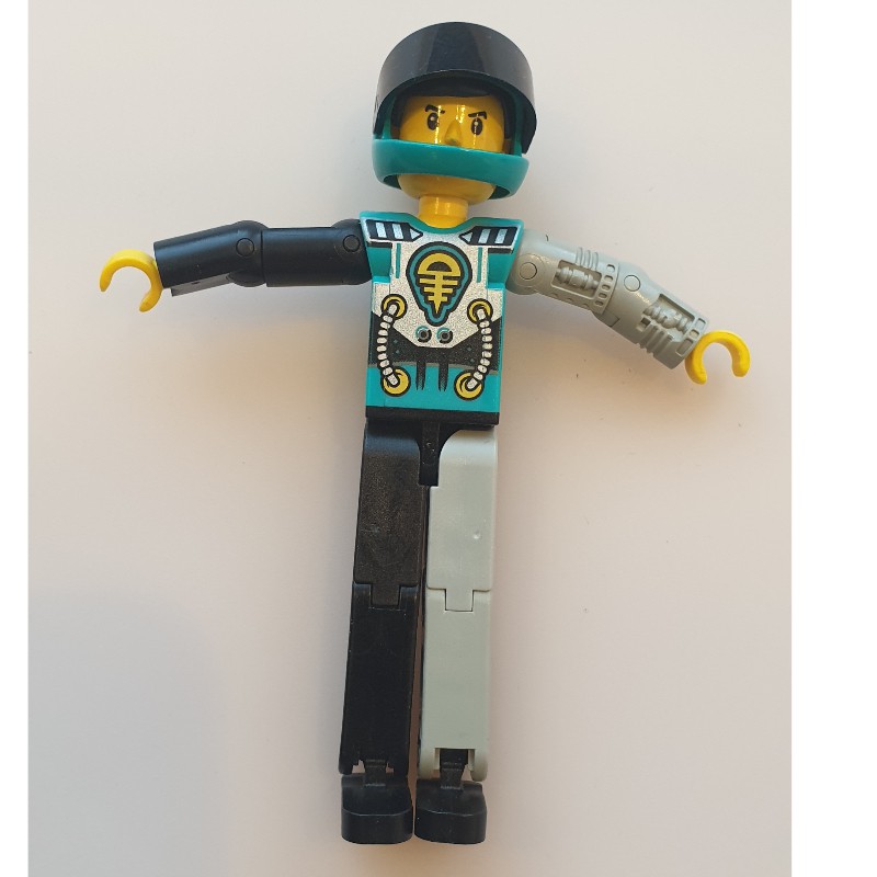 LEGO Set fig-010487 Technic Figure Black/Light Gray Legs, Dark Turquoise Torso with Black, Silver Light Gray Left Arm - Dark Turquoise Helmet Technic) | Rebrickable - Build with LEGO