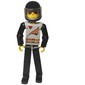 Technic Figure Black Legs, Light Gray Top with 2 Brown Belts, Black Arms - Black Helmet