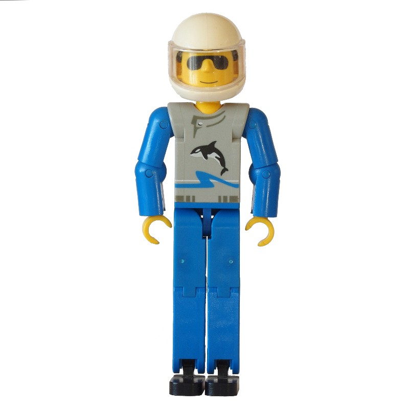 LEGO Set fig-010490 Technic Figure Blue Legs, Light Gray Top with