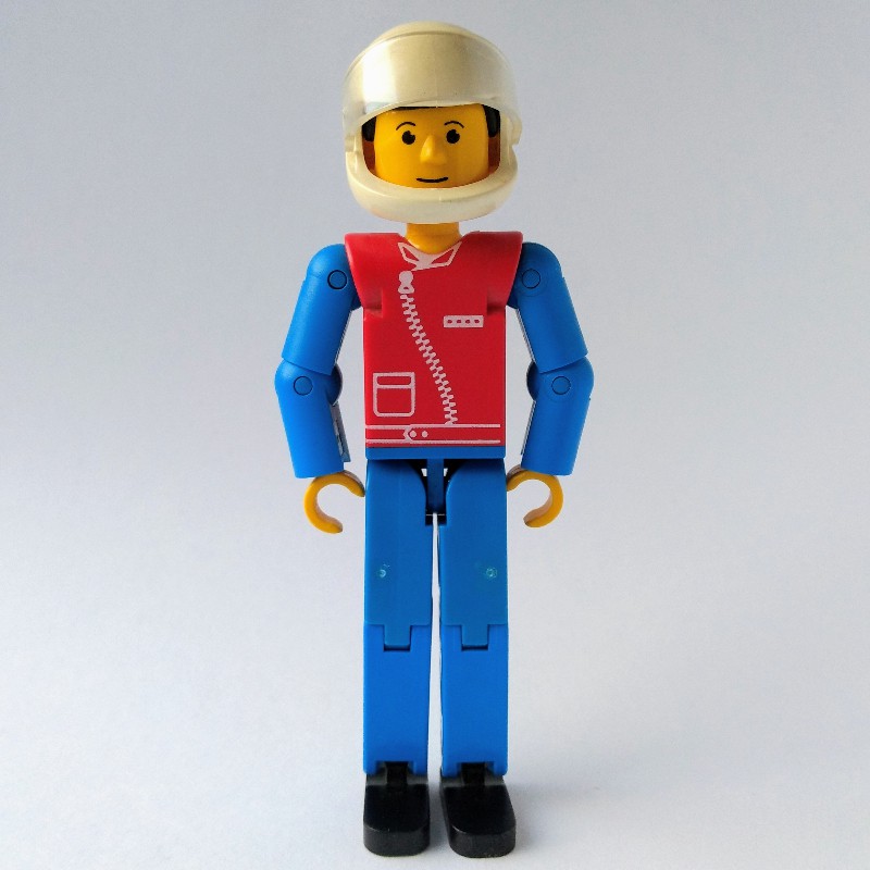 LEGO Set fig 010494 Technic Figure Blue Legs Red Top with Zip