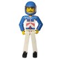 Technic Figure White Legs, White Top with Red Arrow Stripes Print, Blue Arms - Blue Helmet