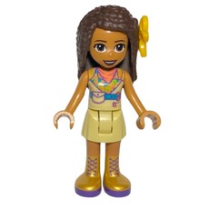 Andrea - Tan Jacket, Tan Skirt, Dark Brown Hair, Flower (fig-010595)
