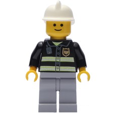 Fire Fighter - Black Torso, Light Bluish grey Legs, White Helmet (fig-010616)