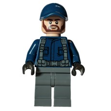 Guard - Dark Blue Torso, Dark Bluish Grey Legs, Dark Blue Cap, Reddish Brown Beard (fig-010742)
