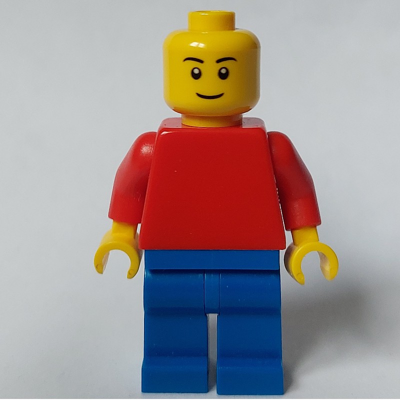 LEGO Set fig-010744 Red Torso, Blue Legs, Smile | Rebrickable - Build ...