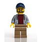 Man, Light Bluish Gray Open Hoodie, Dark Tan Legs, Dark Blue Cap, Beard