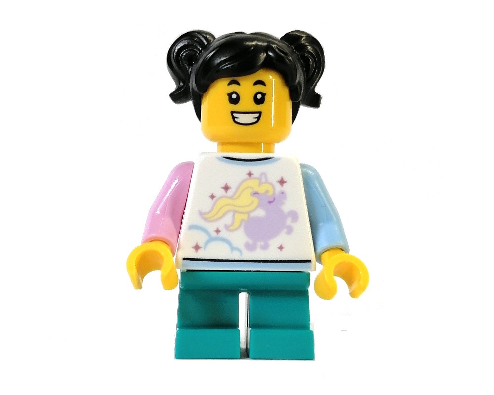 LEGO Set fig-010766 White Torso, Dark Turquoise Legs, Black Hair (2021  Other) | Rebrickable - Build with LEGO