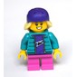 Girl, Dark Turquoise Jacket, Short Dark Pink Legs, Dark Purple Bike Helmet