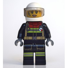 Firewoman, Firesuit with Straps and Gauge, White Helmet with Visor, Dirty Face (fig-010783)