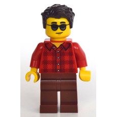 Man, Red Plaid Shirt, Reddish Brown Legs, Sunglasses, Dark Brown Hair (fig-010791)