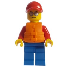 Lifeguard, Red Jacket, Blue Legs, Red Cap, Orange Life Vest (fig-010817)