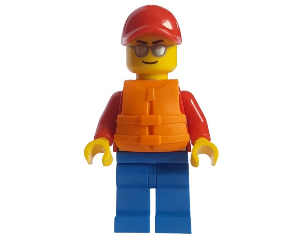 LEGO Set fig-010817 Lifeguard, Red Jacket, Blue Legs, Red Cap, Orange ...