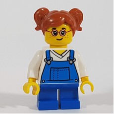 Girl, Blue Overalls, Short Legs, Glasses (fig-010818)