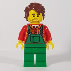 Man, Green Overalls, Reddish Brown Hair, Stubble Beard (fig-010819)