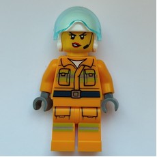 Firewoman, Bright Light Orange Firesuit, White Helmet with Visor (fig-010834)