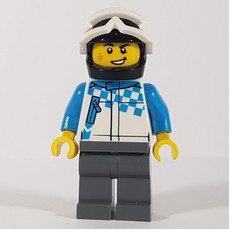 Man, Racing Jacket, Black Helmet with White Snow Goggles (fig-010847)