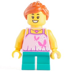Kid - Bright Light Pink Torso, Dark Turquoise Legs, Dark Orange Hair (fig-010911)