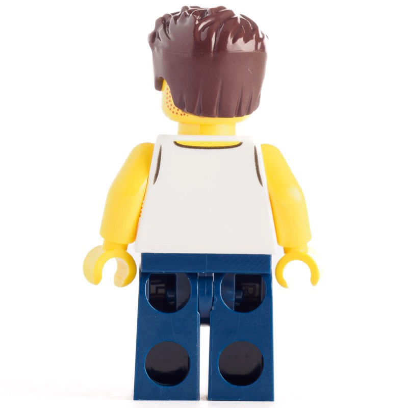 LEGO Set fig-010912 White Torso, Dark BLue Legs, Dark Brown Hair ...