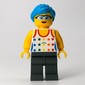 White Torso, Dark Bluish Grey Legs, Dark Azure Hair