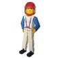 Technic Figure White Legs, White Top with Blue Braces Print, Blue Arms, Red Helmet