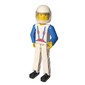 Technic Figure White Legs, White Top with Blue Braces Print, Blue Arms, White Helmet