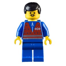 Blue Torso, Blue Legs, Black Hair, Mustache (fig-011051)
