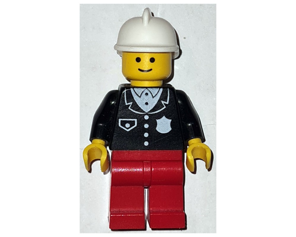 LEGO Set fig-011071 Police - Black Torso, Red Legs, White Fire Helmet ...