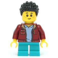 Kid - Dark Red Torso, Dark Turquoise Legs, Black Hair (fig-011191)