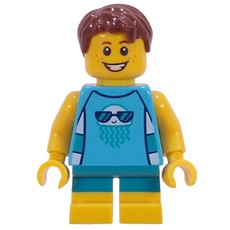 Kid - Medium Azure Torso, Dark Turquoise/Yellow Legs, Reddish Brown Hair (fig-011227)
