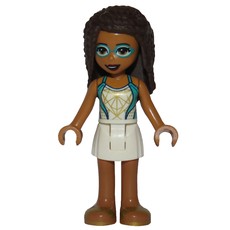 Andrea - White/Dark Turquoise Top, White Skirt (fig-011391)