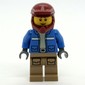 Man, Blue Jacket, Dark Red Dirt Bike Helmet, Smile