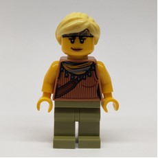 Jessica Sharpe, Vest Top with Necklace, Olive Green Legs, Bright Light Yellow Hair (fig-011424)