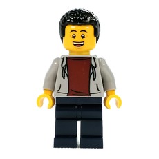 Light Bluish Grey Torso, Dark Blue Legs, Black Hair (fig-011447)