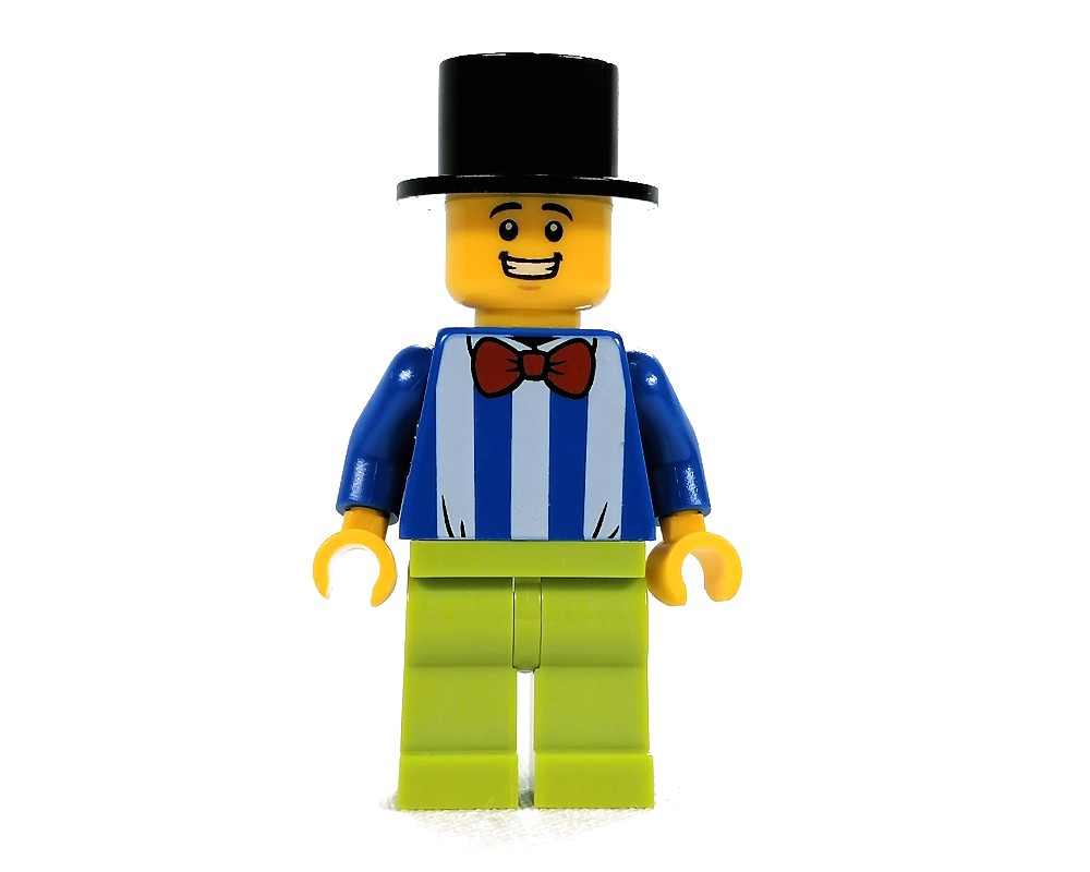 LEGO Set fig-011448 Blue Torso with White Stripes, Lime Legs, Black Top ...