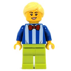 Blue Torso with White Stripes, Lime Legs, Bright Light Yellow Hair (fig-011449)